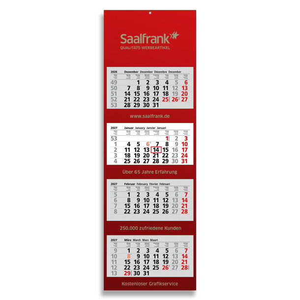 4-Monats-Block-Wandkalender 2027